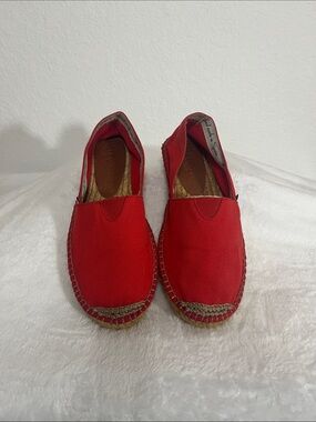 Red Canvas Slip-On Womens Shoes